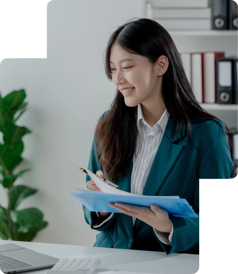 Professional reviewing financial records and VAT documents for compliance and reporting accuracy