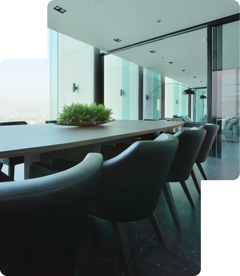 Professional meeting room representing structured business processes and client consultation services